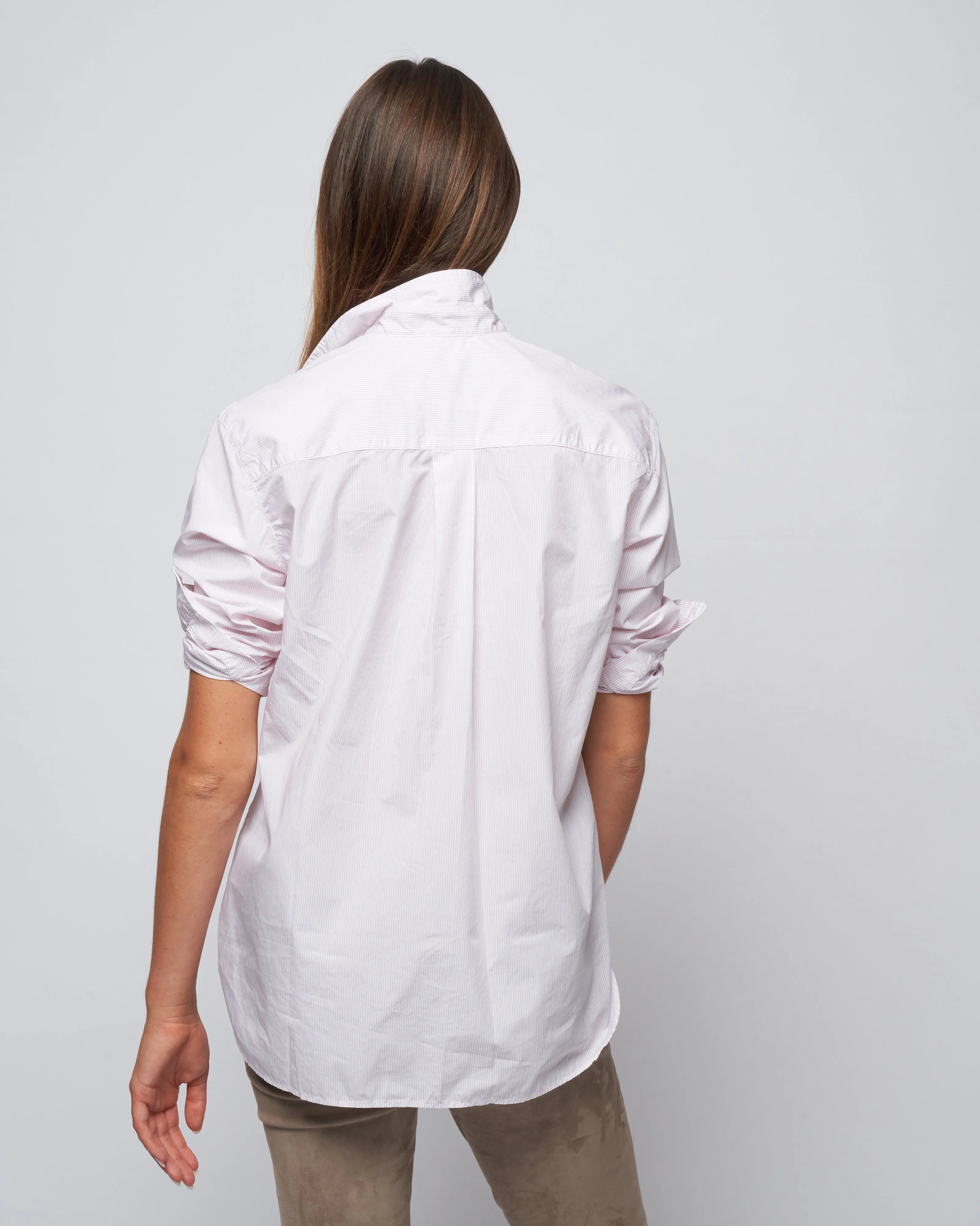 joedy woven button up - thin pink stripe