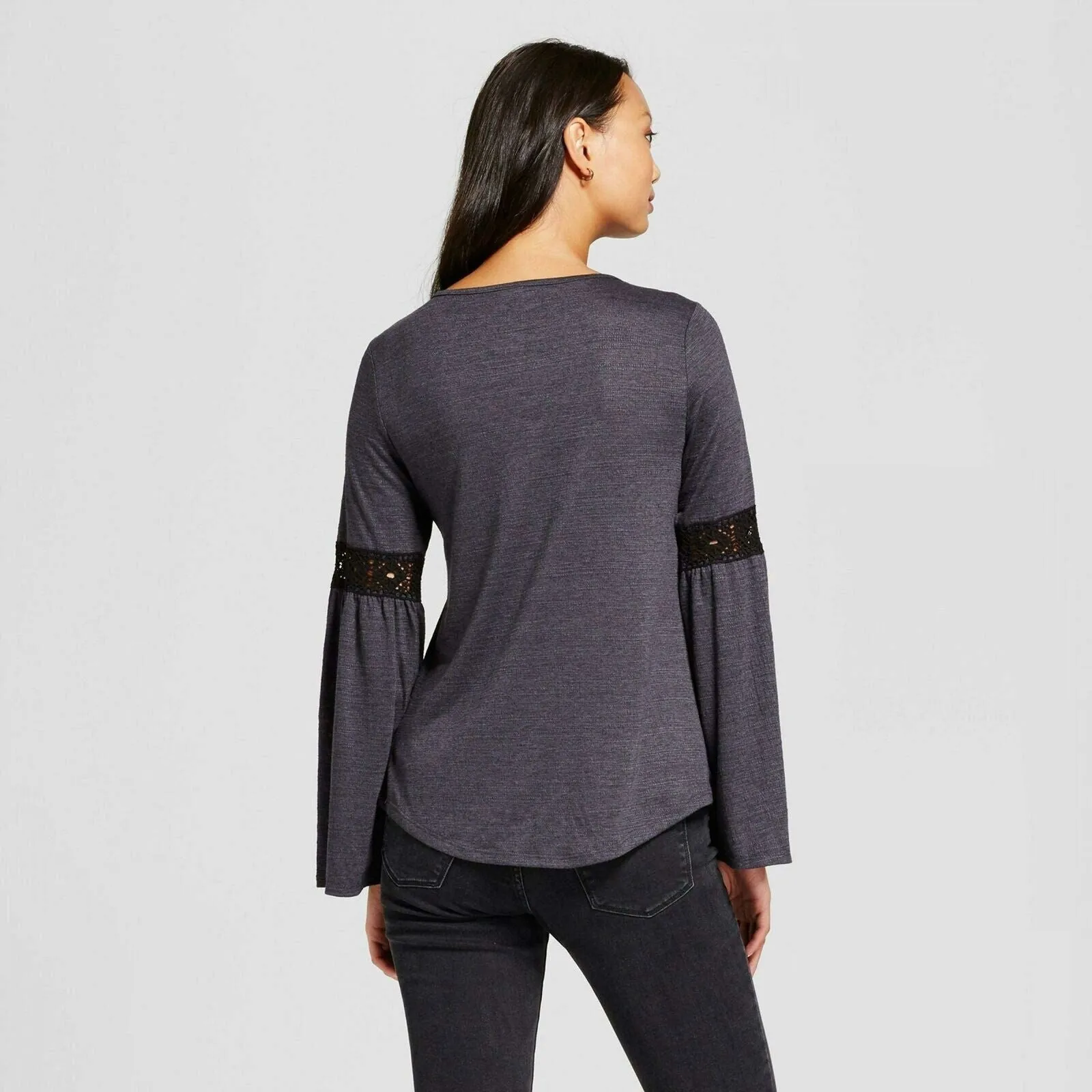 Knox Rose Women's Crochet Bell Sleeve Knit Top