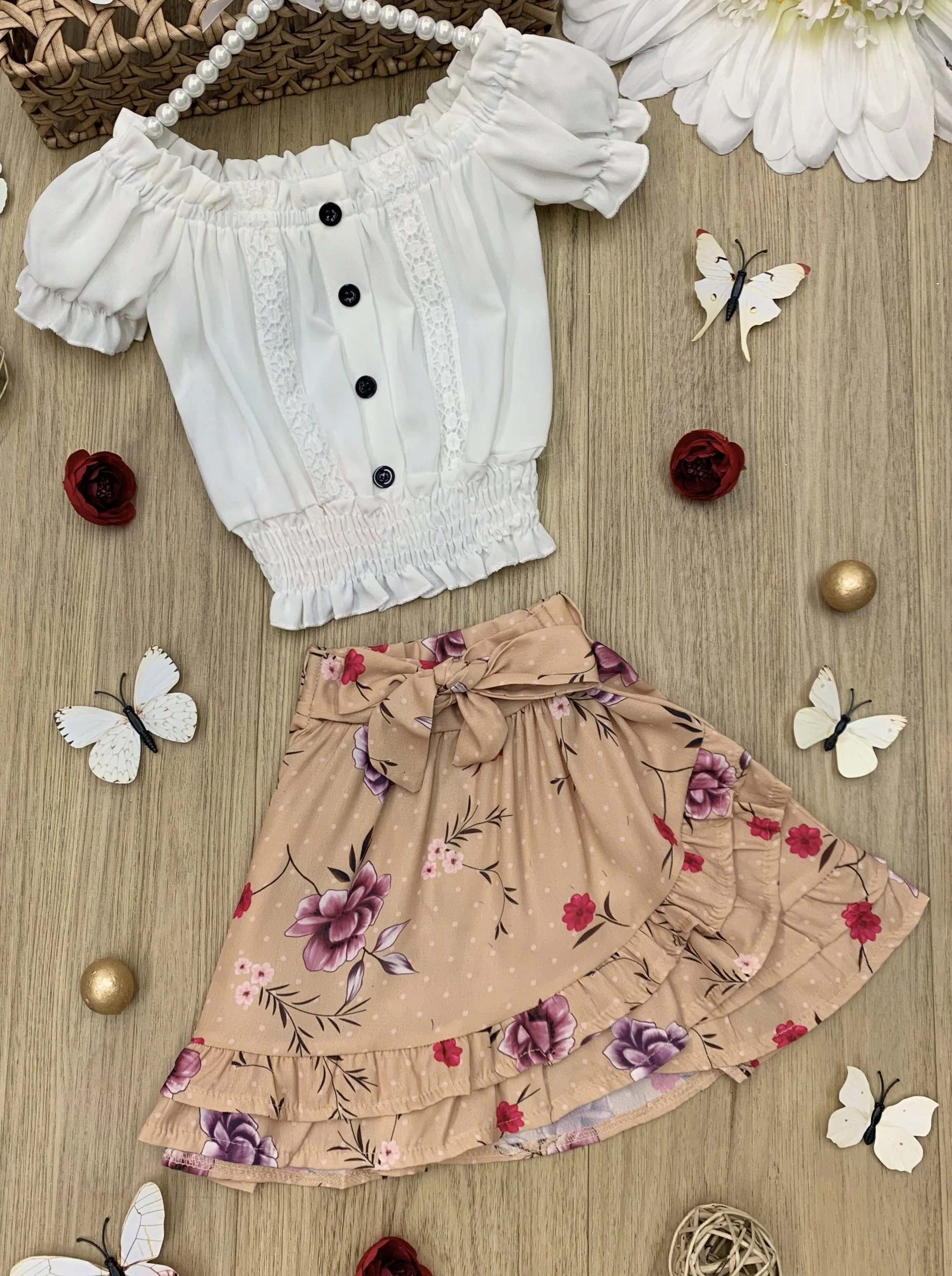 Let's Pick Flowers Wrap Skirt Set