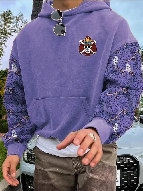 Men's Stylish Manga Devil Fruit Print Hoodie