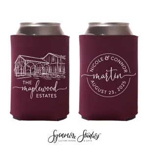 Wedding Can Cooler #230R - Custom Venue Illustration